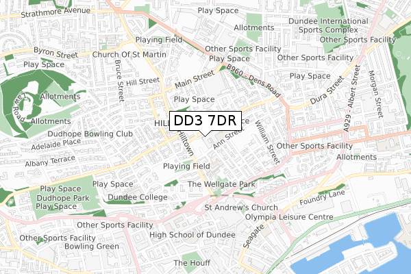 DD3 7DR map - small scale - OS Open Zoomstack (Ordnance Survey)
