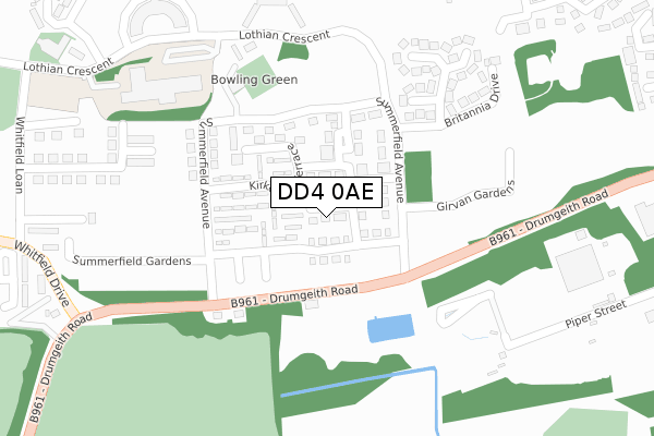 DD4 0AE map - large scale - OS Open Zoomstack (Ordnance Survey)