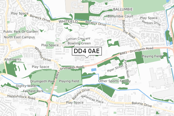 DD4 0AE map - small scale - OS Open Zoomstack (Ordnance Survey)