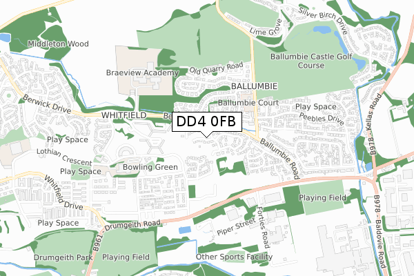DD4 0FB map - small scale - OS Open Zoomstack (Ordnance Survey)