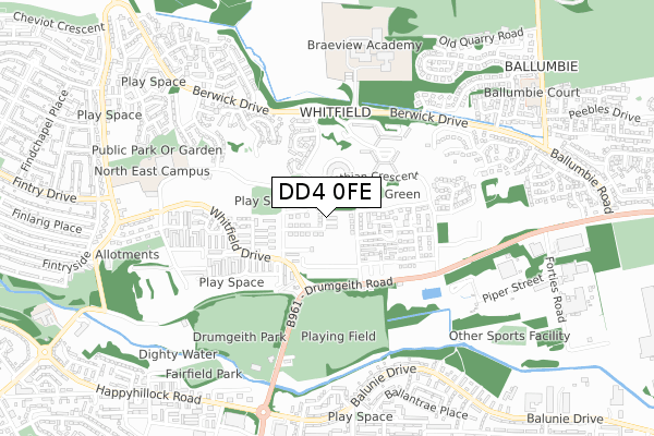 DD4 0FE map - small scale - OS Open Zoomstack (Ordnance Survey)