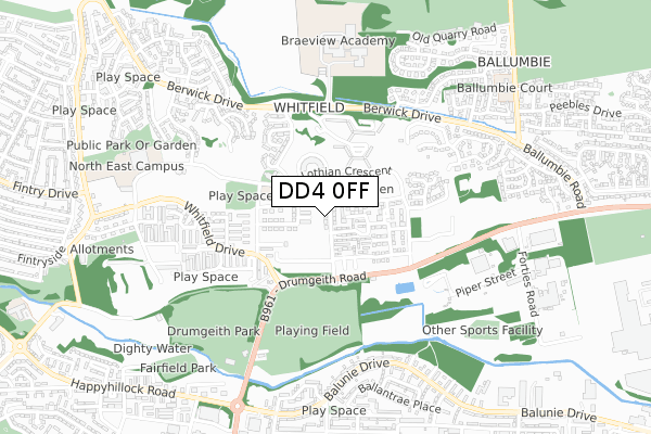 DD4 0FF map - small scale - OS Open Zoomstack (Ordnance Survey)