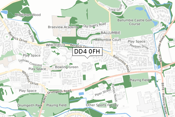 DD4 0FH map - small scale - OS Open Zoomstack (Ordnance Survey)