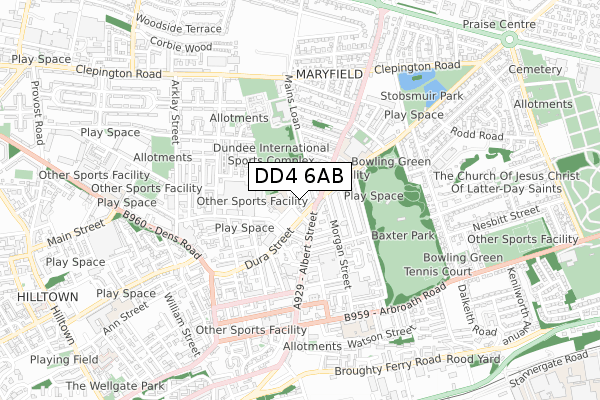 DD4 6AB map - small scale - OS Open Zoomstack (Ordnance Survey)