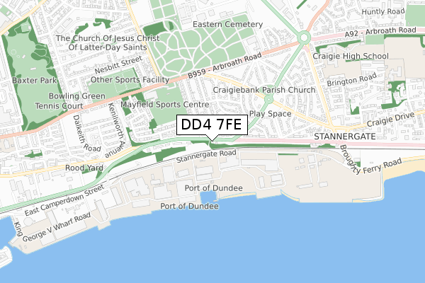 DD4 7FE map - small scale - OS Open Zoomstack (Ordnance Survey)