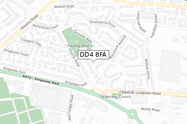 DD4 8FA map - large scale - OS Open Zoomstack (Ordnance Survey)
