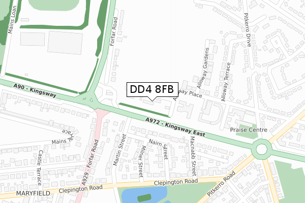 DD4 8FB map - large scale - OS Open Zoomstack (Ordnance Survey)