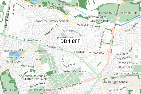 DD4 8FF map - small scale - OS Open Zoomstack (Ordnance Survey)