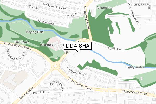 DD4 8HA map - large scale - OS Open Zoomstack (Ordnance Survey)