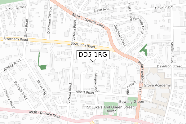 DD5 1RG map - large scale - OS Open Zoomstack (Ordnance Survey)