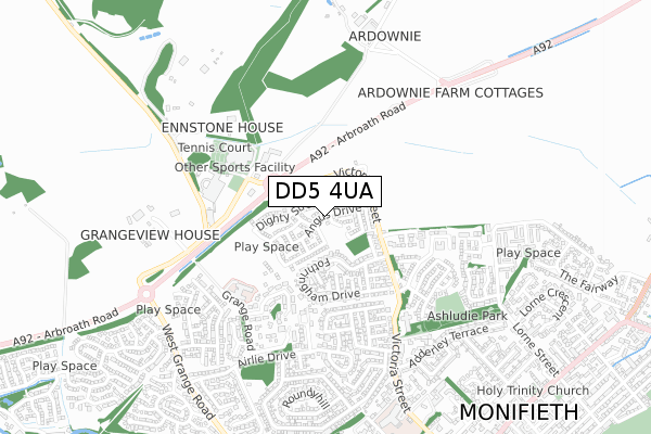 DD5 4UA map - small scale - OS Open Zoomstack (Ordnance Survey) DD5 4UA map - small scale - OS Open Zoomstack (Ordnance Survey)