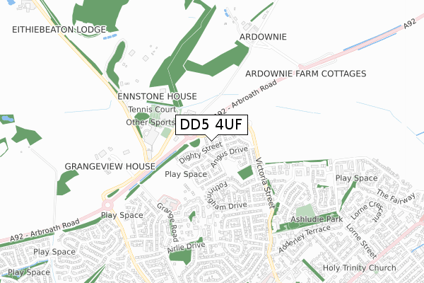 DD5 4UF map - small scale - OS Open Zoomstack (Ordnance Survey) DD5 4UF map - small scale - OS Open Zoomstack (Ordnance Survey)