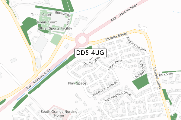 DD5 4UG map - large scale - OS Open Zoomstack (Ordnance Survey)