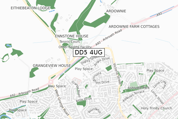 DD5 4UG map - small scale - OS Open Zoomstack (Ordnance Survey)