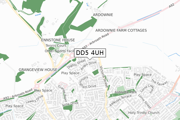 DD5 4UH map - small scale - OS Open Zoomstack (Ordnance Survey)
