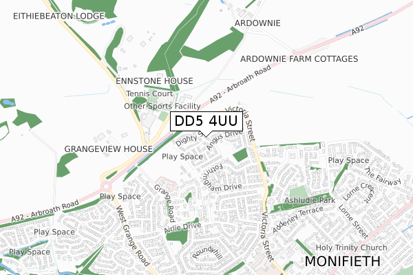 DD5 4UU map - small scale - OS Open Zoomstack (Ordnance Survey) DD5 4UU map - small scale - OS Open Zoomstack (Ordnance Survey)