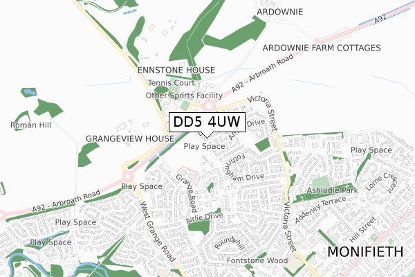 DD5 4UW map - small scale - OS Open Zoomstack (Ordnance Survey) DD5 4UW map - small scale - OS Open Zoomstack (Ordnance Survey)