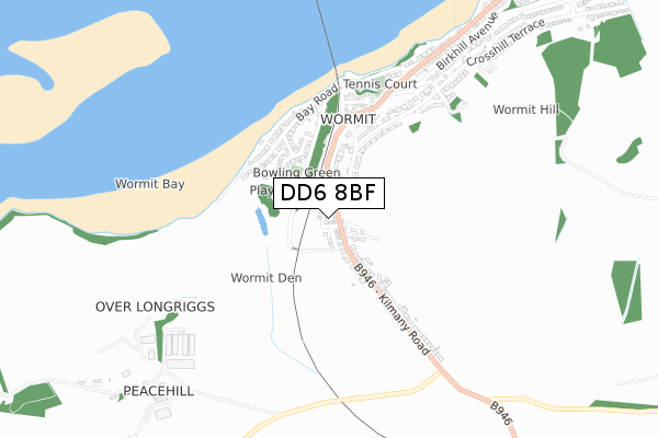 DD6 8BF map - small scale - OS Open Zoomstack (Ordnance Survey)