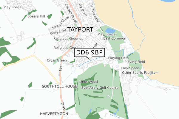 DD6 9BP map - small scale - OS Open Zoomstack (Ordnance Survey)