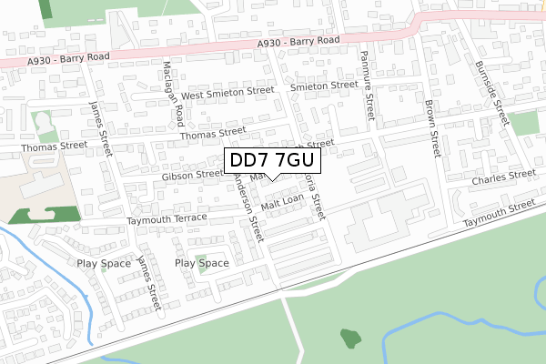 DD7 7GU map - large scale - OS Open Zoomstack (Ordnance Survey)