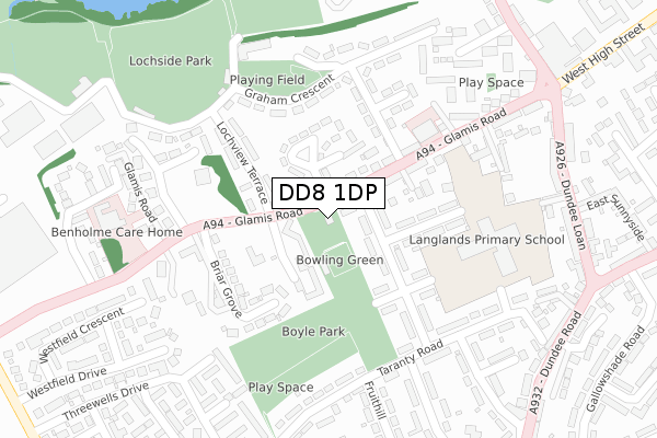 DD8 1DP map - large scale - OS Open Zoomstack (Ordnance Survey)