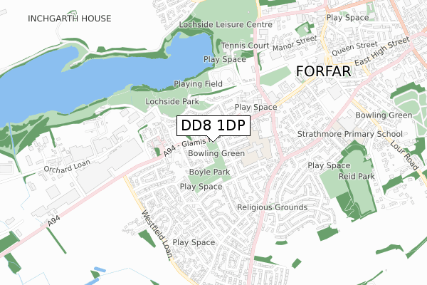 DD8 1DP map - small scale - OS Open Zoomstack (Ordnance Survey)