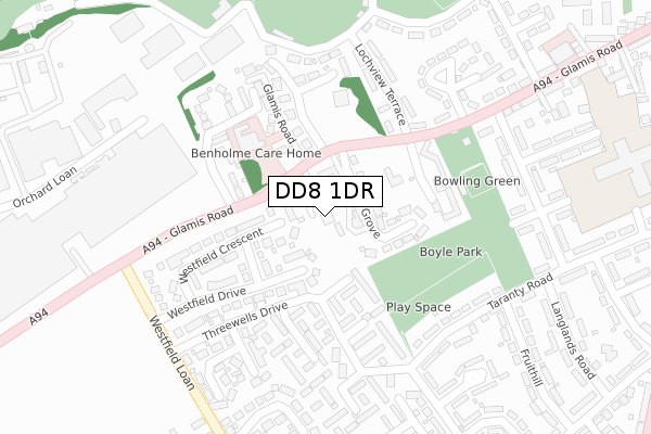 DD8 1DR map - large scale - OS Open Zoomstack (Ordnance Survey)