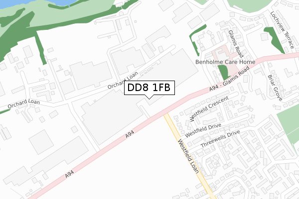 DD8 1FB map - large scale - OS Open Zoomstack (Ordnance Survey)