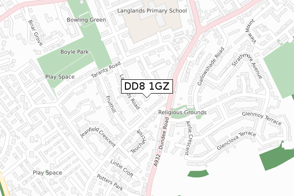 DD8 1GZ map - large scale - OS Open Zoomstack (Ordnance Survey) DD8 1GZ map - large scale - OS Open Zoomstack (Ordnance Survey)