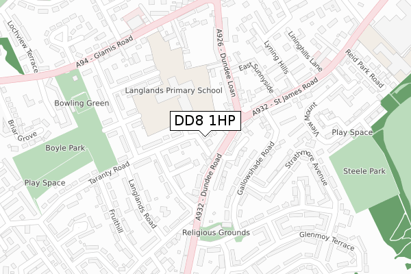DD8 1HP map - large scale - OS Open Zoomstack (Ordnance Survey)
