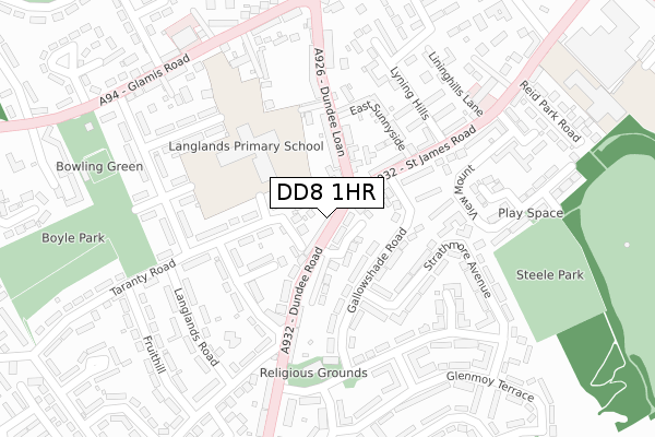 DD8 1HR map - large scale - OS Open Zoomstack (Ordnance Survey)