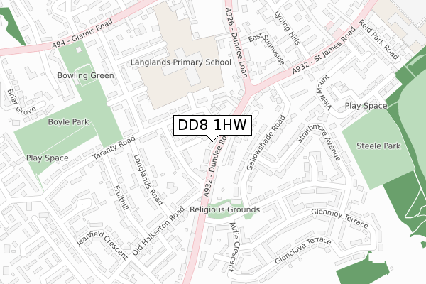 DD8 1HW map - large scale - OS Open Zoomstack (Ordnance Survey)