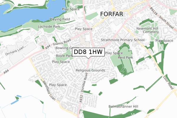 DD8 1HW map - small scale - OS Open Zoomstack (Ordnance Survey)