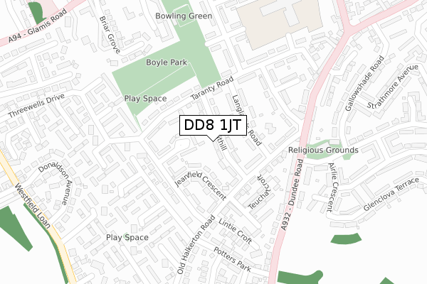 DD8 1JT map - large scale - OS Open Zoomstack (Ordnance Survey)