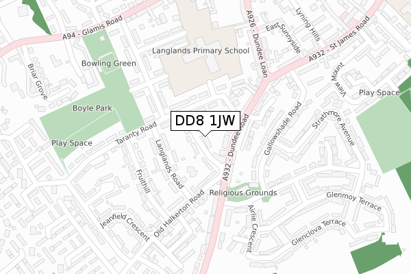 DD8 1JW map - large scale - OS Open Zoomstack (Ordnance Survey)