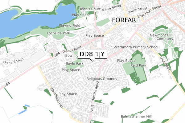 DD8 1JY map - small scale - OS Open Zoomstack (Ordnance Survey)