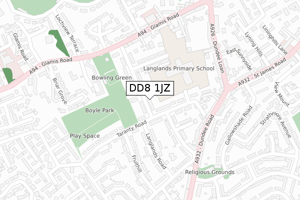 DD8 1JZ map - large scale - OS Open Zoomstack (Ordnance Survey)