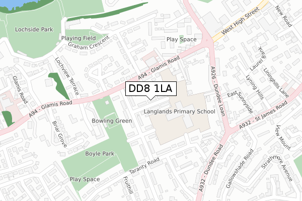 DD8 1LA map - large scale - OS Open Zoomstack (Ordnance Survey)