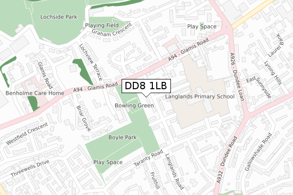 DD8 1LB map - large scale - OS Open Zoomstack (Ordnance Survey)