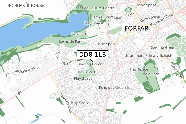 DD8 1LB map - small scale - OS Open Zoomstack (Ordnance Survey)