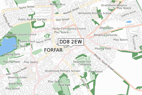 DD8 2EW map - small scale - OS Open Zoomstack (Ordnance Survey)