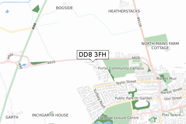 DD8 3FH map - small scale - OS Open Zoomstack (Ordnance Survey)