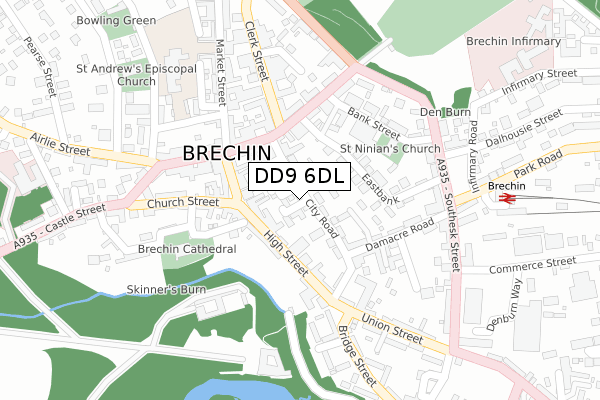 DD9 6DL map - large scale - OS Open Zoomstack (Ordnance Survey)