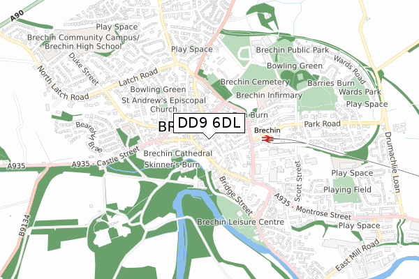 DD9 6DL map - small scale - OS Open Zoomstack (Ordnance Survey)