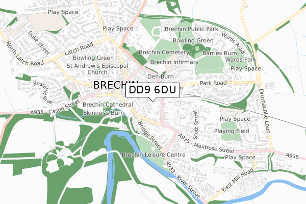 DD9 6DU map - small scale - OS Open Zoomstack (Ordnance Survey)