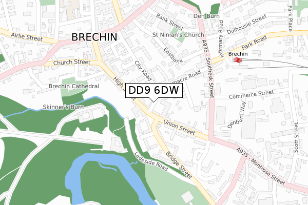 DD9 6DW map - large scale - OS Open Zoomstack (Ordnance Survey)
