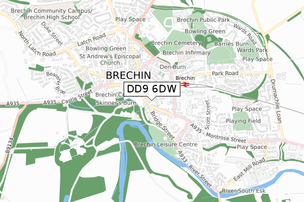 DD9 6DW map - small scale - OS Open Zoomstack (Ordnance Survey)