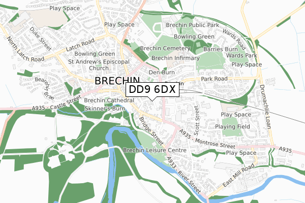 DD9 6DX map - small scale - OS Open Zoomstack (Ordnance Survey)