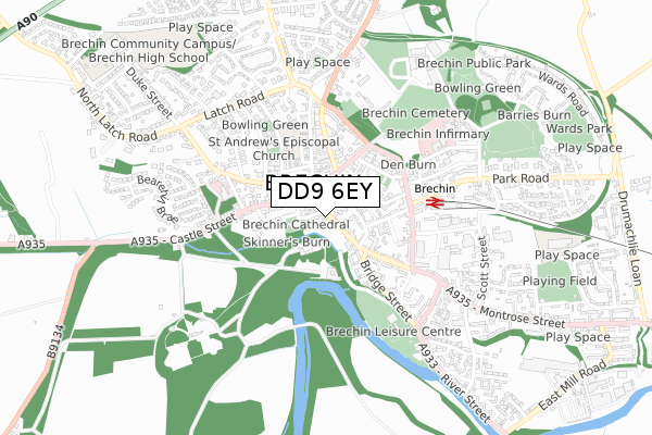 DD9 6EY map - small scale - OS Open Zoomstack (Ordnance Survey)