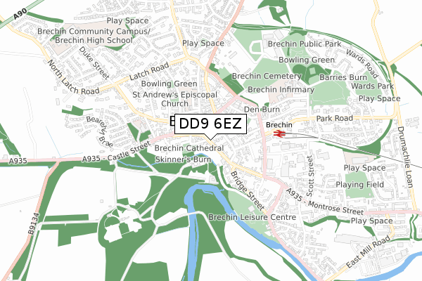 DD9 6EZ map - small scale - OS Open Zoomstack (Ordnance Survey)